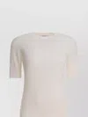 Max Mara Crew Neck Ribbed Cuffs Short Sleeves In Neutral