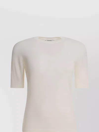 Max Mara Crew Neck Ribbed Cuffs Short Sleeves In Neutral