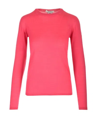 Max Mara Crew-neck Ribbed-knit Top In Orange