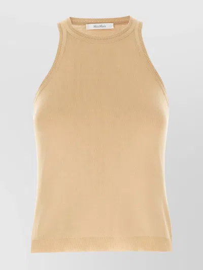 MAX MARA CREW NECK RIBBED SLEEVELESS TOP