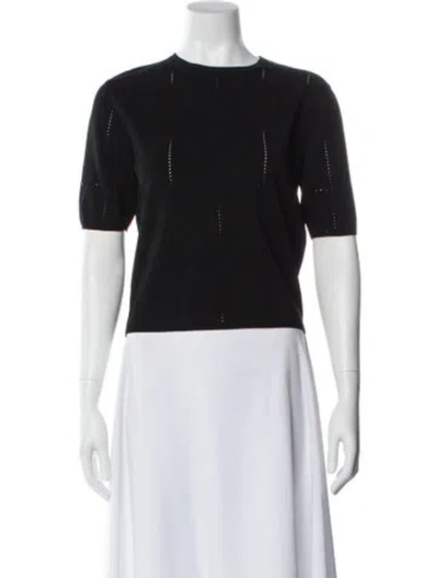 Pre-owned Max Mara Crew Neck Short Sleeve Crop Top In Black