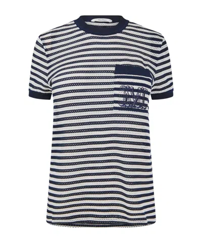 Max Mara Crew Neck Short Sleeve Knit Top In Animal Print