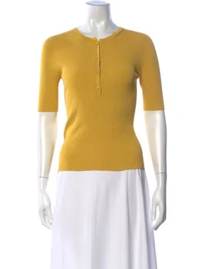 Pre-owned Max Mara Crew Neck Short Sleeve Polo In Yellow