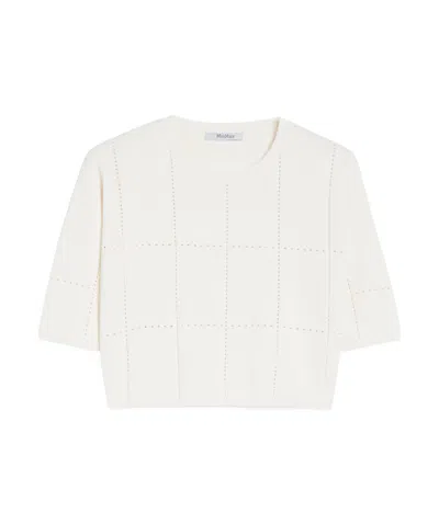 Max Mara Crew Neck Short Sleeve Sweater In White