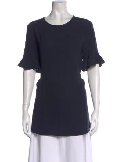 Pre-owned Max Mara Crew Neck Short Sleeve Top In Blue