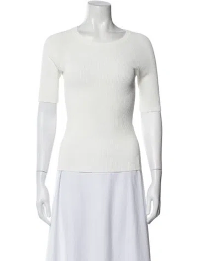 Pre-owned Max Mara Crew Neck Short Sleeve Top In White