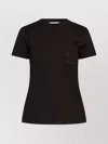 Max Mara Crew Neck Short Sleeve Top With Pocket In Black