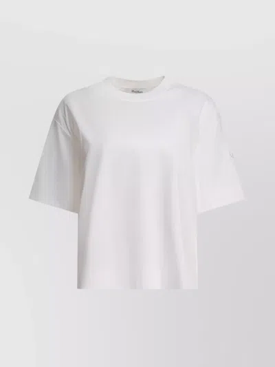 Max Mara Crew Neck Short Sleeve Tops With Side Slits In White