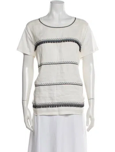 Pre-owned Max Mara Crew Neck Short Sleeve T-shirt In Blue/neutrals
