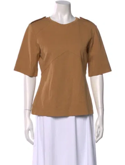 Pre-owned Max Mara Crew Neck Short Sleeve T-shirt In Brown