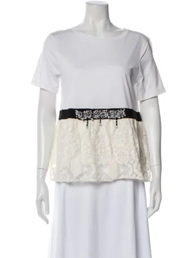 Pre-owned Max Mara Crew Neck Short Sleeve T-shirt In White