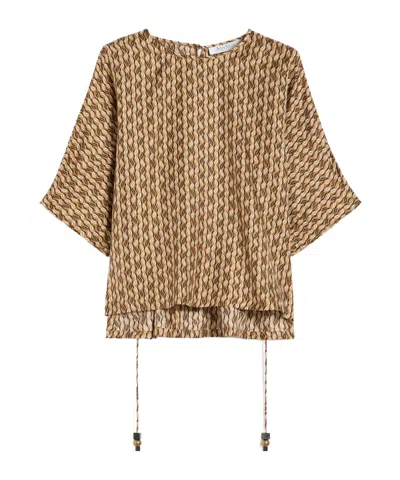 Max Mara Crew Neck Short-sleeved T-shirt In Brown