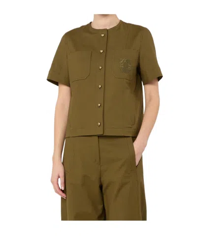 Max Mara Crew Neck Short-sleeved Casual Jacket In Green