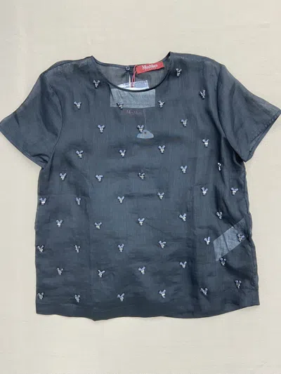 Max Mara Crew Neck Short-sleeved Top In Blue