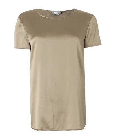 Max Mara Crew Neck Short-sleeved T-shirt In Brown