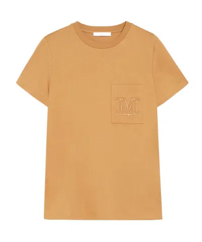 Max Mara Crew Neck Short-sleeved T-shirt In Brown