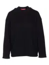 Max Mara Crew-neck Side-split Sweater In Black