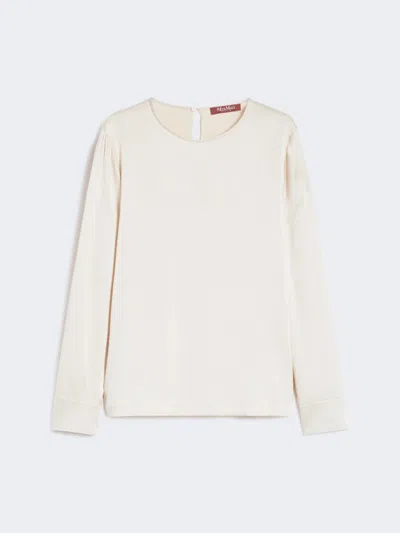 Max Mara Crew-neck Silk Satin Shirt In Multi