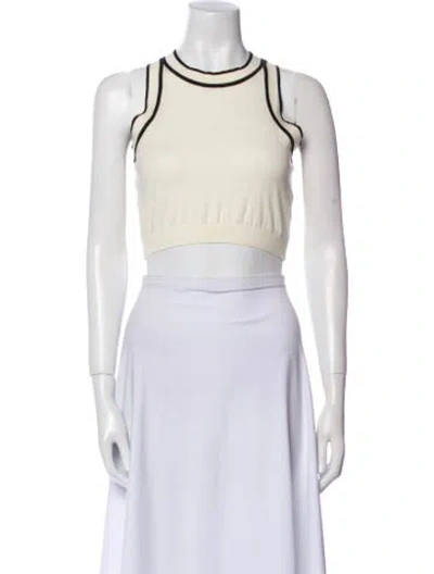 Pre-owned Max Mara Crew Neck Sleeveless Crop Top In Neutral