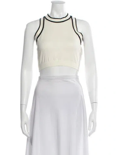 Pre-owned Max Mara Crew Neck Sleeveless Crop Top W/ Tags In Neutrals
