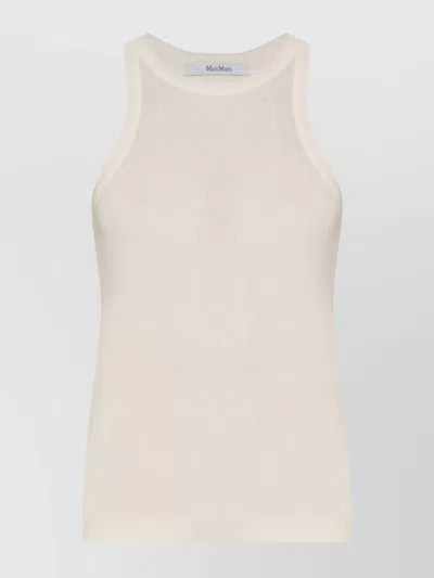 Max Mara Crew Neck Sleeveless Top In Neutral