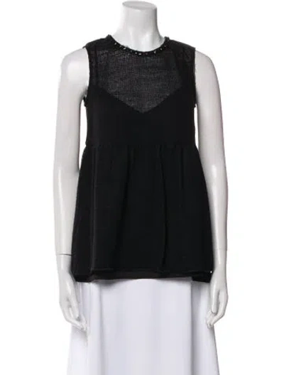 Pre-owned Max Mara Crew Neck Sleeveless Top In Black