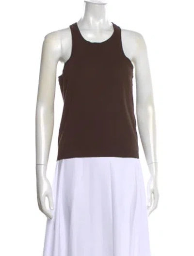 Pre-owned Max Mara Crew Neck Sleeveless Top In Brown