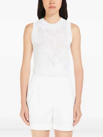 Max Mara Crew-neck Sleeveless Top In Gray