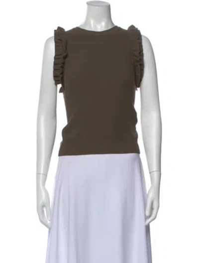Pre-owned Max Mara Crew Neck Sleeveless Top In Green