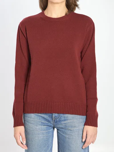 Max Mara Crew Neck Sweater In Cashmere In Red