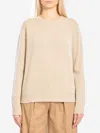 Max Mara Crew Neck Sweater In Cashmere In Neutral