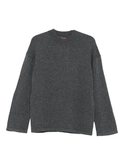 Max Mara Crew Neck Sweater In Cashmere Wool In Gray