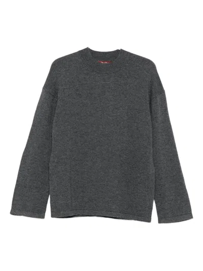 Max Mara Crew Neck Sweater In Cashmere Wool In Gray