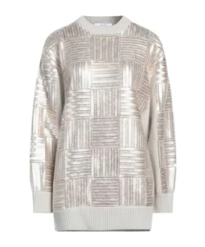Max Mara Crew Neck Sweater In Silver