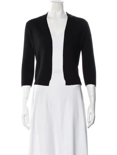 Pre-owned Max Mara Crew Neck Three-quarter Sleeve Top In Black