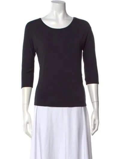 Pre-owned Max Mara Crew Neck Three-quarter Sleeve Top In Black