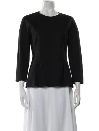 Pre-owned Max Mara Crew Neck Three-quarter Sleeve Top In Black