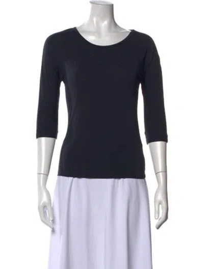 Pre-owned Max Mara Crew Neck Three-quarter Sleeve Top In Black