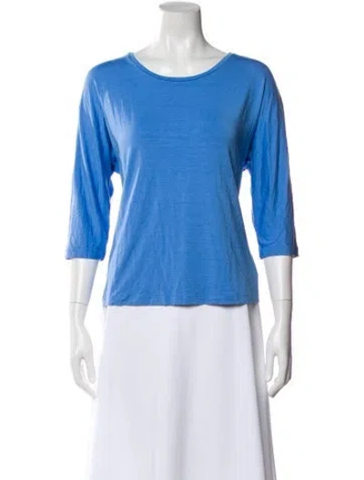 Pre-owned Max Mara Crew Neck Three-quarter Sleeve Top In Blue