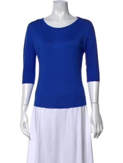 Pre-owned Max Mara Crew Neck Three-quarter Sleeve Top In Blue