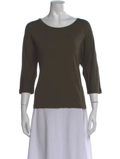 Pre-owned Max Mara Crew Neck Three-quarter Sleeve Top In Green