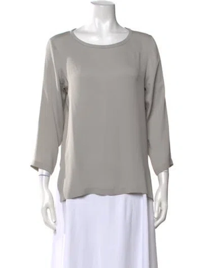 Pre-owned Max Mara Crew Neck Three-quarter Sleeve Top In Grey