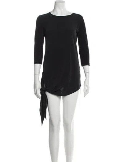 Pre-owned Max Mara Crew Neck Three-quarter Sleeve Top W/ Tags In Black