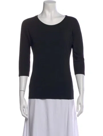Pre-owned Max Mara Crew Neck Three-quarter Sleeve T-shirt In Black