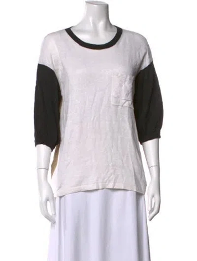 Pre-owned Max Mara Crew Neck Three-quarter Sleeve T-shirt In Black/brown/white
