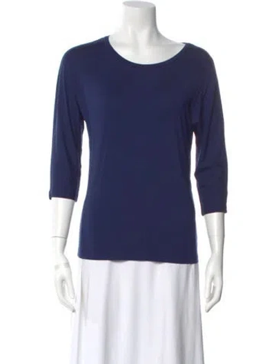 Pre-owned Max Mara Crew Neck Three-quarter Sleeve T-shirt W/ Tags In Blue