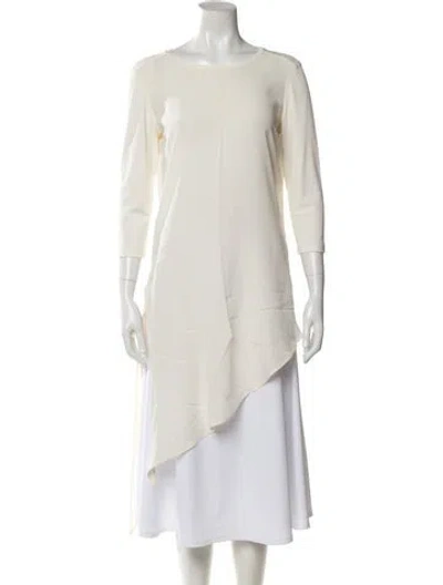 Pre-owned Max Mara Crew Neck Three-quarter Sleeve Tunic In White