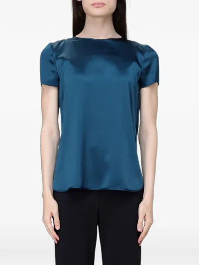 Max Mara Crew Neck T-shirt In Blue