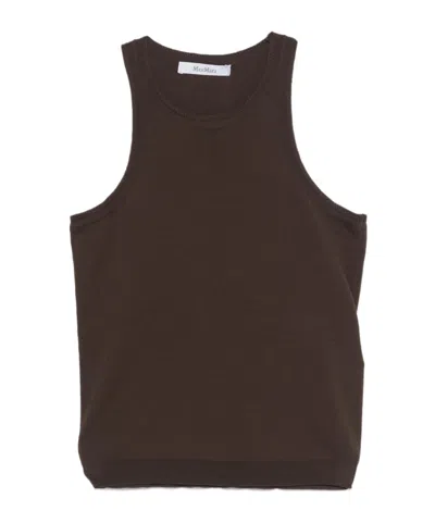 Max Mara Crew Neck Vest In Brown