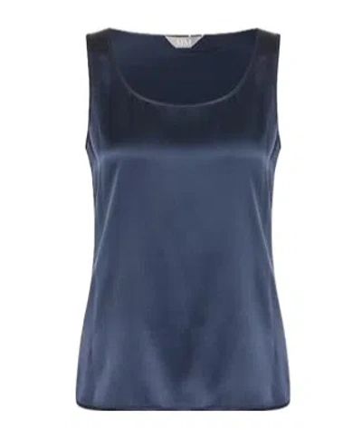 Max Mara Crew Neck Vest In Midnight Blue